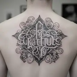  Gratitude gothic letters  tattoo design idea