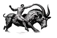 Theseus vs minotaur battle tattoo design idea