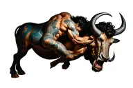 Theseus vs minotaur battle tattoo design idea