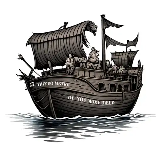 Noah's ark also representing sons name written underneath tattoo design idea