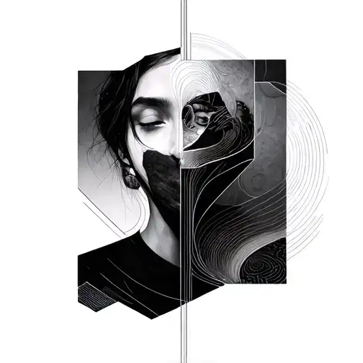 minimalist features line, piece by piece changes, from nothing to whole, progress, geometric, tattoo design idea