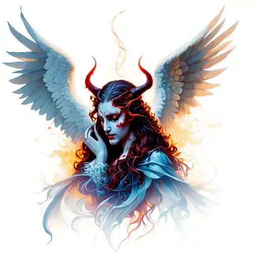 Angel and devil only one corp tattoo design idea