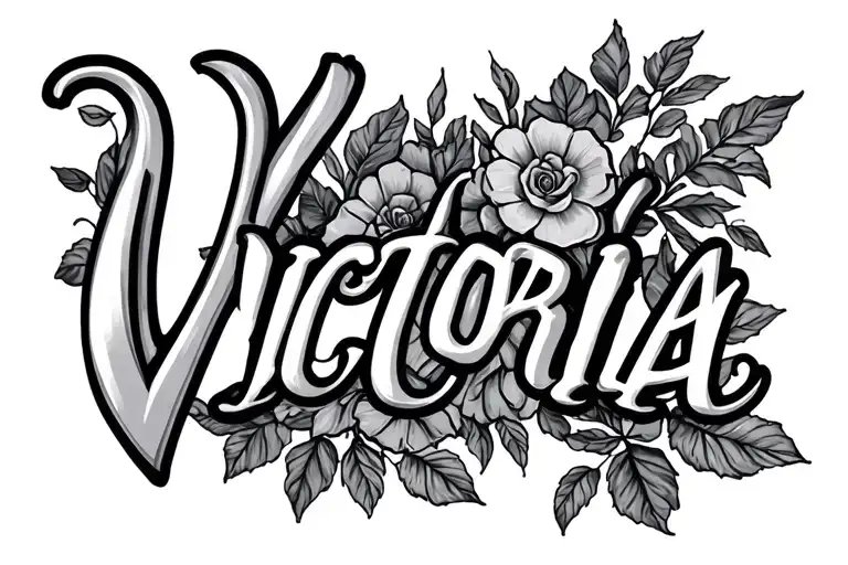 "Victoria" Kids Names tattoo design idea