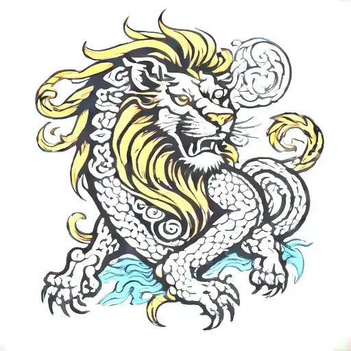 lion and dragon tattoo design idea
