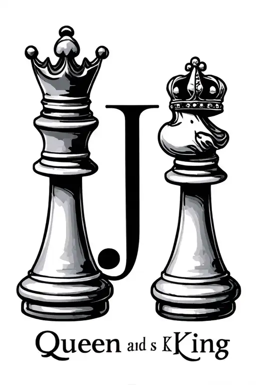 "J letter queen and k is king" "J letter queen and k is king" "J letter queen and k is king" chess pieces cute small couple tattoo tattoo design idea