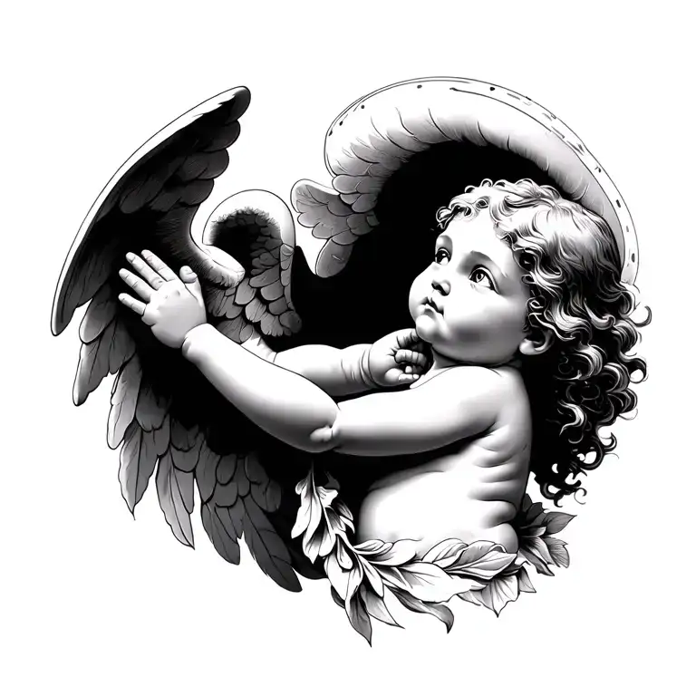 cherub watching tattoo design idea