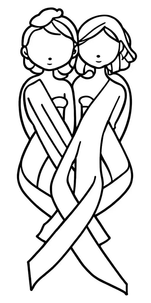 leukemia ribbon and twin boy and girl tattoo design idea