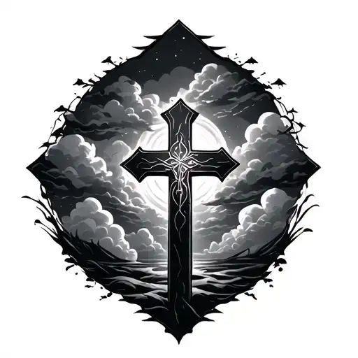 3 Crosses With Clouds tattoo design idea