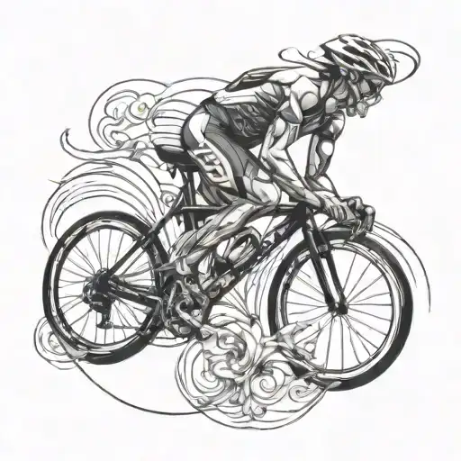 road cycling with infinity stmbol alchemy tattoo design idea