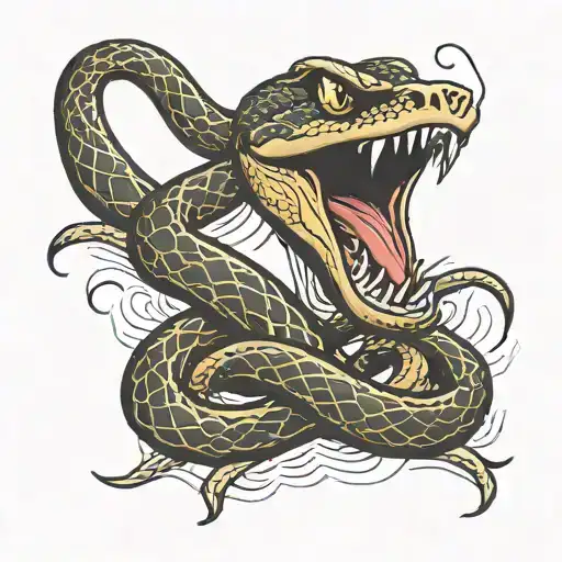 snake with mouth open looking tattoo design idea
