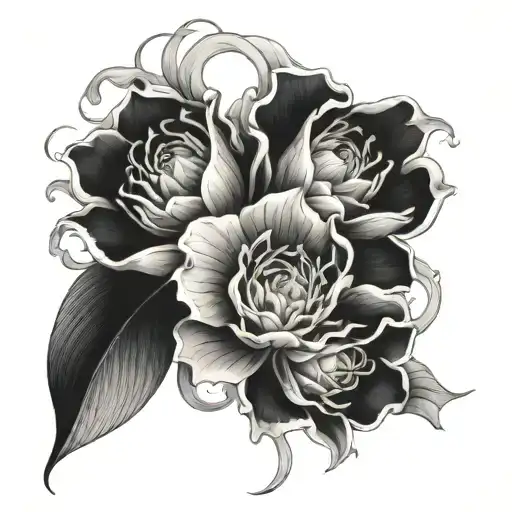 flowers that catch fire tattoo design idea