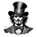 Mad hatter in Johnny Depp Version with a saying all the best people are crazy tattoo design idea