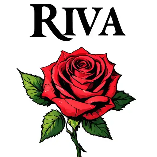 the name Riva with a rose intertwined tattoo design idea