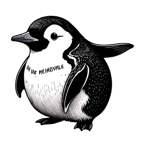 chubby penguin tattoo design idea