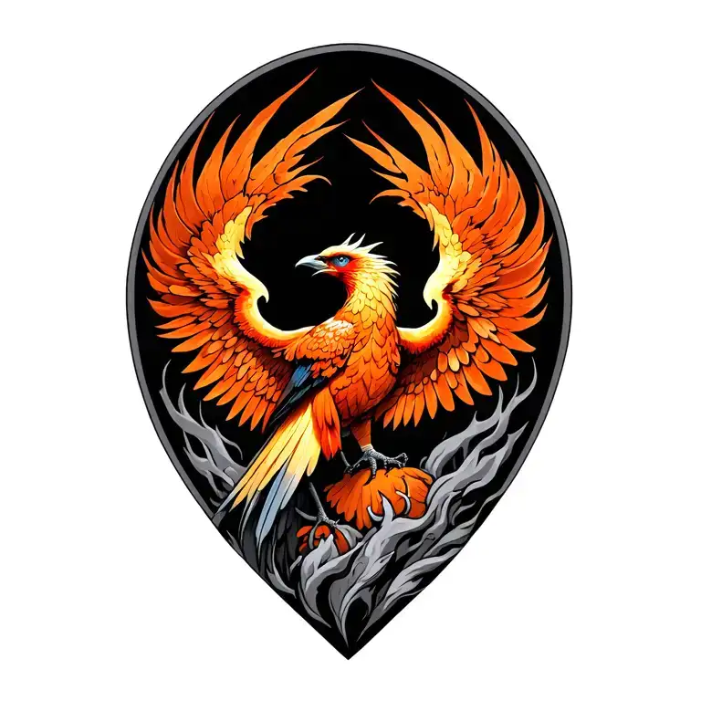 phoenix rising from the ashes tattoo design idea