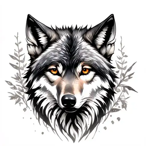 Feminine Wolf tattoo design idea