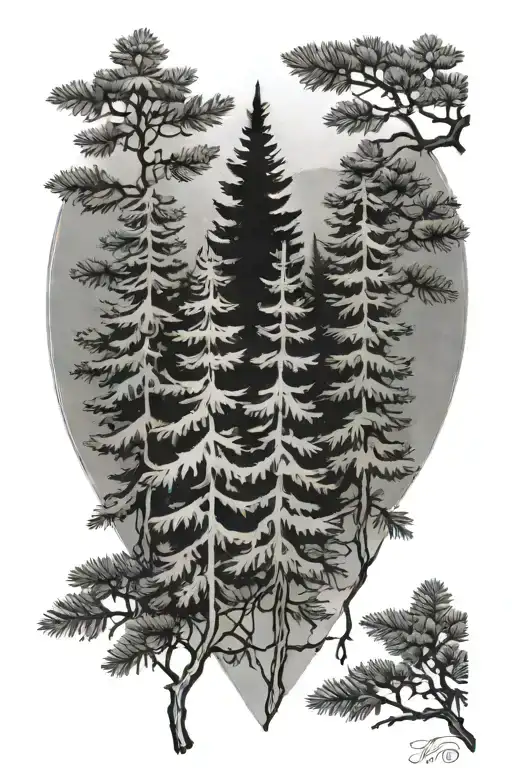 3 evergreens tattoo design idea