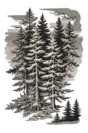 3 evergreens tattoo design idea