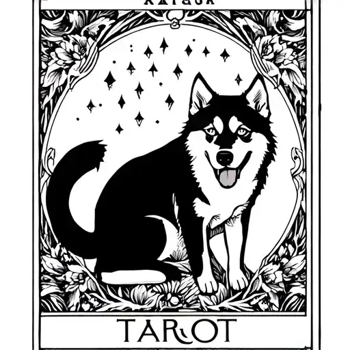 black cat and husky tarot card  tattoo design idea