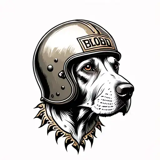bloodhound helmet engulfed tattoo design idea