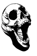 skull open mouth side profile tattoo design idea