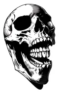 skull open mouth side profile tattoo design idea