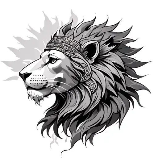 Athena goddess lion tattoo design idea