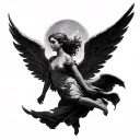 Ophanim angel flying tattoo design idea