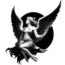 Ophanim angel flying tattoo design idea