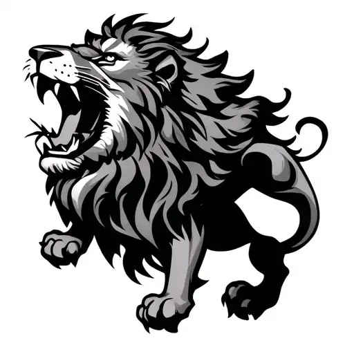 lion roaring tattoo design idea