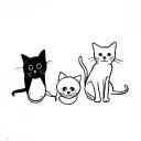 2 black cats, 1 white cat and 2 black and white cats, and 1 bichon tattoo design idea
