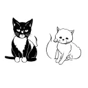 2 black cats, 1 white cat and 2 black and white cats, and 1 bichon tattoo design idea