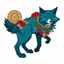 loup style origami tattoo design idea