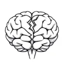 brain with broken heart,add silver kintsugi tattoo design idea