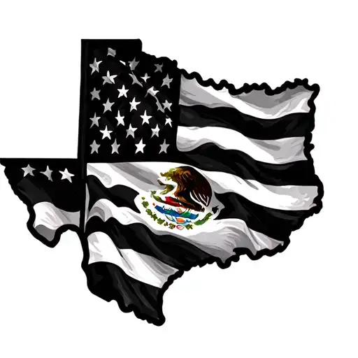 Texas , Mexican And American Flag tattoo design idea