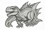 raptor dinosaur hunting tattoo design idea