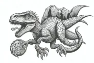 raptor dinosaur hunting tattoo design idea
