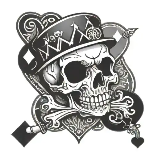 skull jack of hearts tattoo design idea