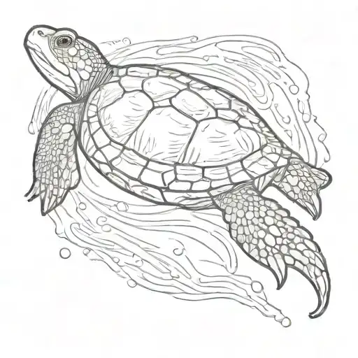 softshell turtle swimming gracefully tattoo design idea