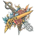 hair scissors tattoo design idea