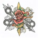 hair scissors tattoo design idea