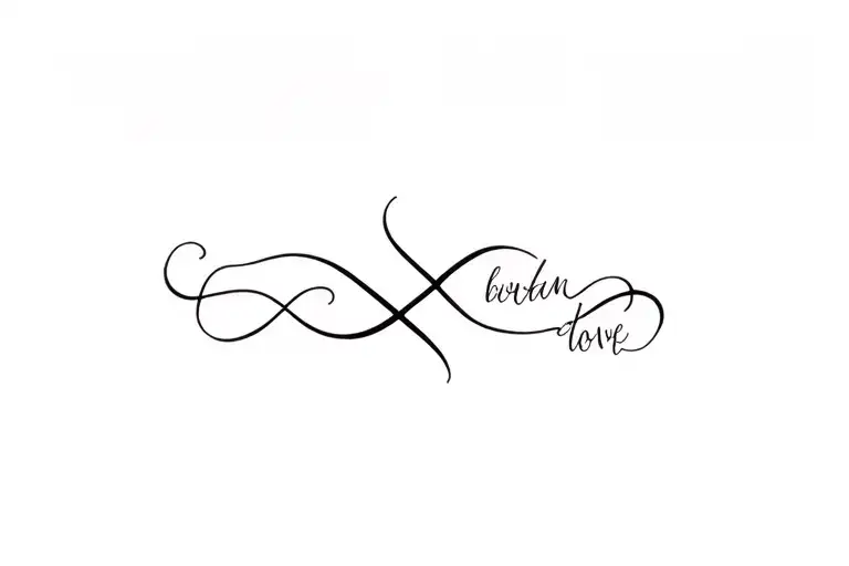 infinity symbol with name and love design tattoo design idea