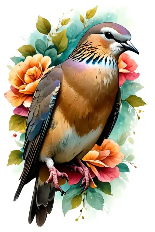 mourning dove carrying tattoo design idea