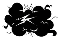 Cloud and lightning bolt striking tattoo design idea