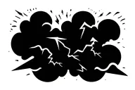 Cloud and lightning bolt striking tattoo design idea