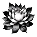 lotus and last leaf in infinite sign in the middle tattoo design idea