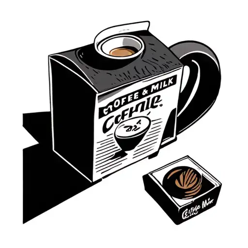 coffe and milk carton tattoo design idea