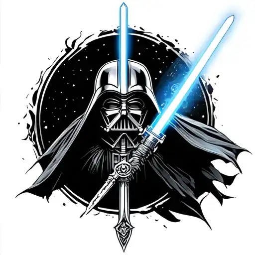 oblivion keyblade kingdom of hearts combine with darth vader lightsaber as a tattoo tattoo design idea
