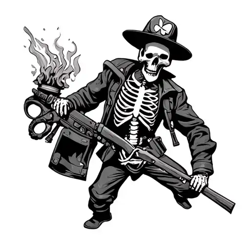 skeleton, firefighter, fighting Irish tattoo design idea