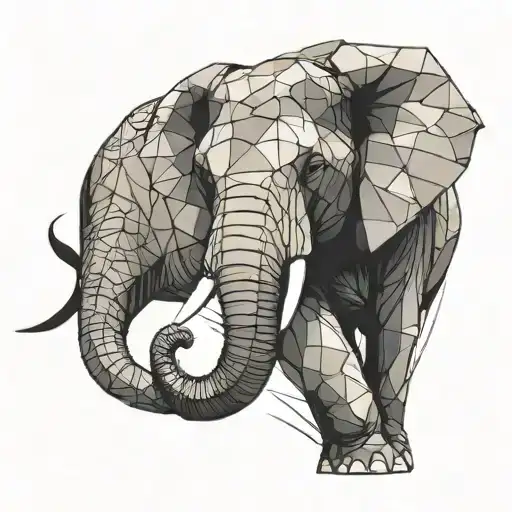 elephant in a carved or faceted design similar to a cut crystal tattoo design idea